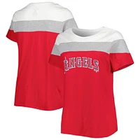 Women's White/Red Los Angeles Angels Plus Colorblock T-Shirt