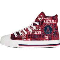 Jeunes FOCO Red Los Angeles Angels Repeat Wordmark High Top Canvas Allover Sneakers