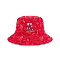 Bob rouge New Era pour jeunes Los Angeles Angels, entraînement de printemps 2025, imprimé intégral