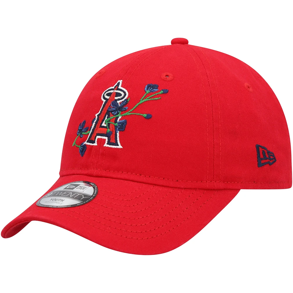 Youth New Era Red Los Angeles Angels Game Day Bloom 9TWENTY Adjustable Hat