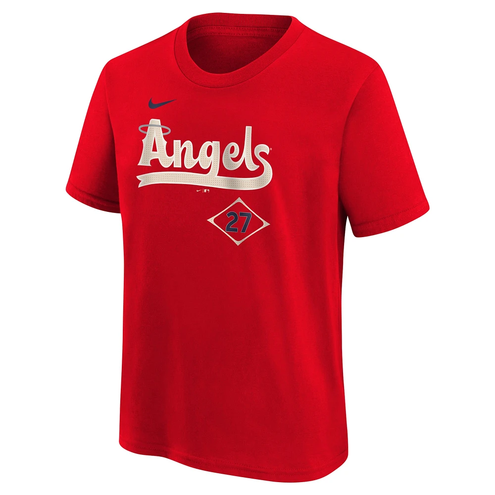 Youth Nike Mike Trout Red Los Angeles Angels Fuse City Connect Name & Number T-Shirt