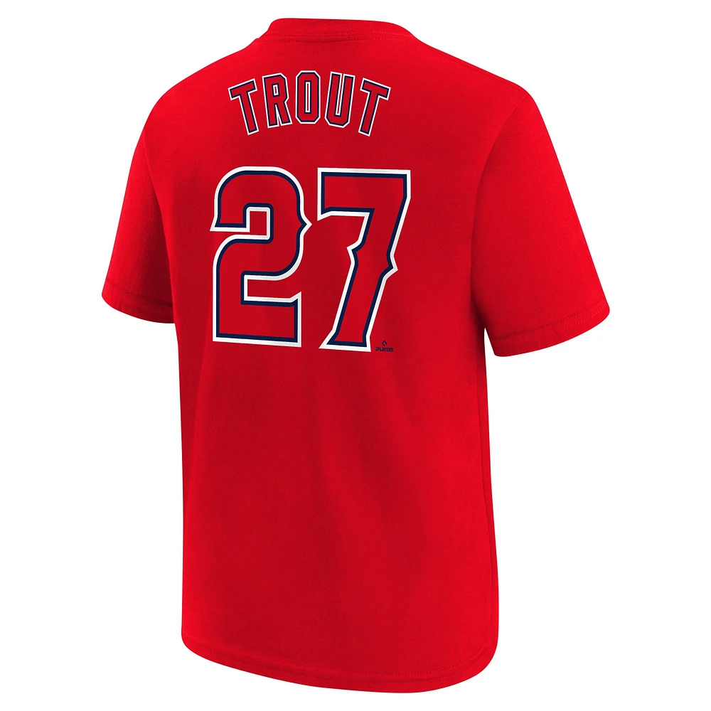 T-shirt Nike Mike Trout pour jeune, rouge, Los Angeles Angels Home, nom et numéro du joueur