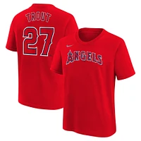 T-shirt Nike Mike Trout pour jeune, rouge, Los Angeles Angels Home, nom et numéro du joueur