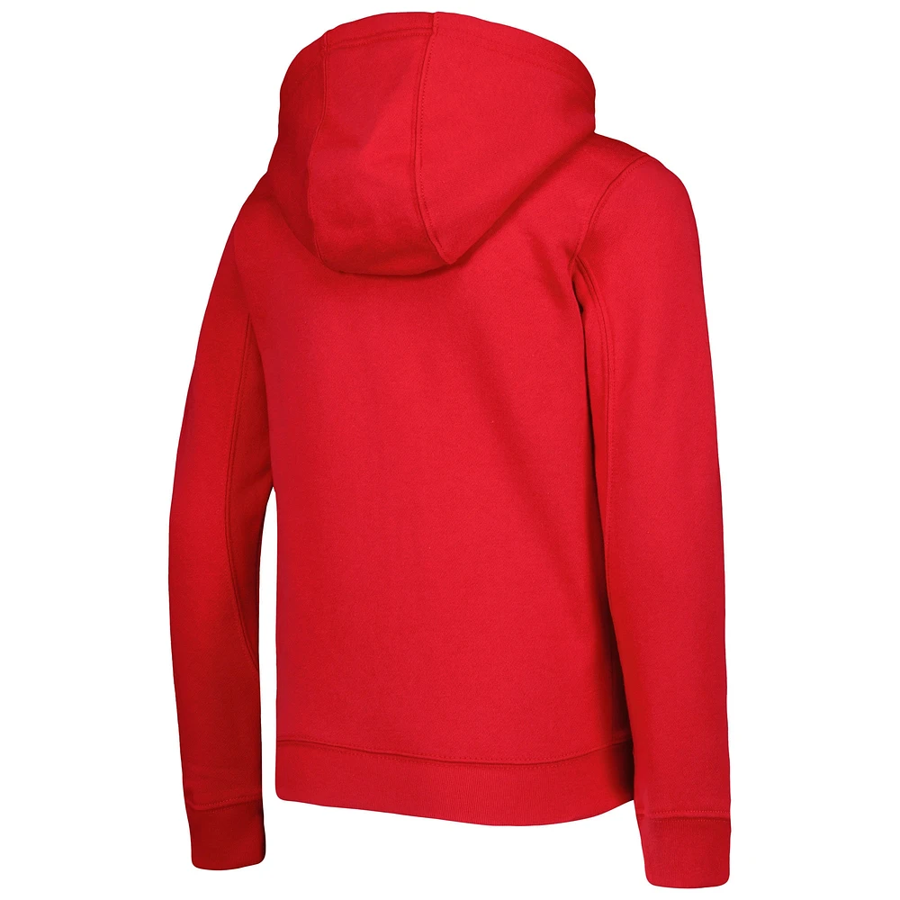 Youth Red Los Angeles Angels Wordmark Full-Zip Fleece Hoodie