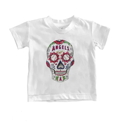 Los Angeles Angels Tiny Turnip Youth Sugar Skull T-Shirt - White