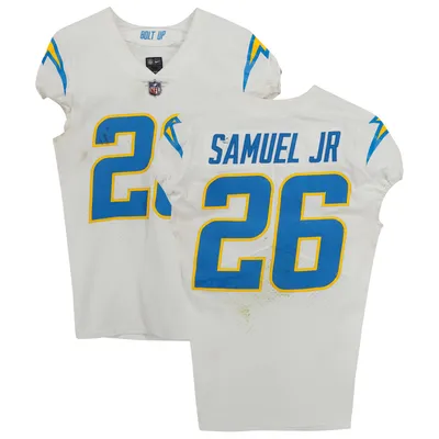 Lids Asante Samuel Jr. Los Angeles Chargers Fanatics Authentic Game-Used  White #26 Jersey vs. Atlanta Falcons on November 6, 2022