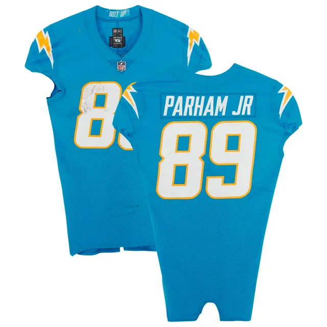 Lids Donald Parham Jr. Los Angeles Chargers Fanatics Authentic Game-Used  #89 White Jersey vs. Denver Broncos on January 8, 2023