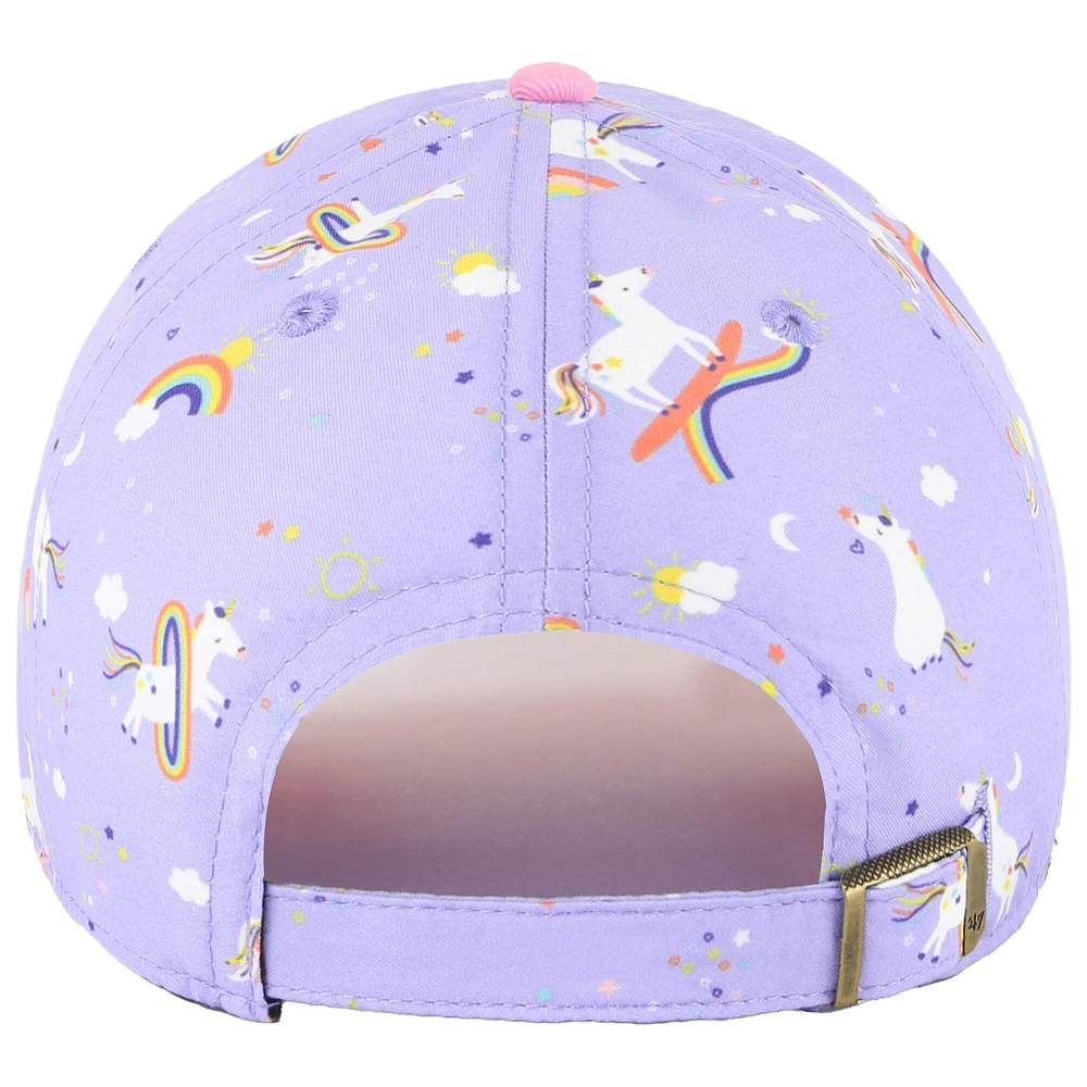 Girls Preschool '47 Lavender Los Angeles Chargers Unicorn Clean Up Adjustable Hat
