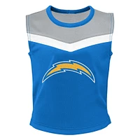 Girls Preschool Powder Blue Los Angeles Chargers Spirit Cheerleader Two-Piece Set with Bloomers