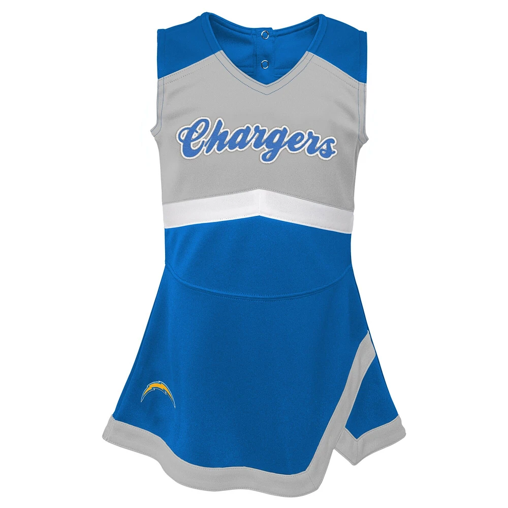 Robe Los Angeles Chargers Cheer Captain bleu poudré pour fille avec bloomer