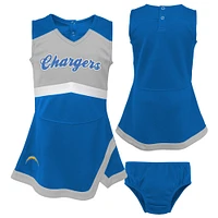 Robe Los Angeles Chargers Cheer Captain bleu poudré pour fille avec bloomer