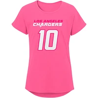 T-shirt rose avec nom et numéro de joueur des Chargers Los Angeles Justin Herbert pour jeunes filles