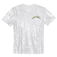 Maillot à col en V sequins bleu poudré Justin Herbert pour jeunes filles des Los Angeles Chargers