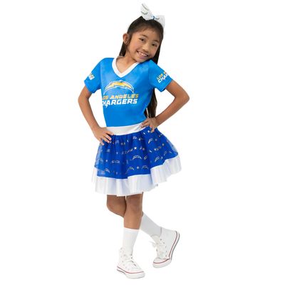 Girls Youth Powder Blue Los Angeles Chargers Tutu Tailgate Game Day V-Neck Costume