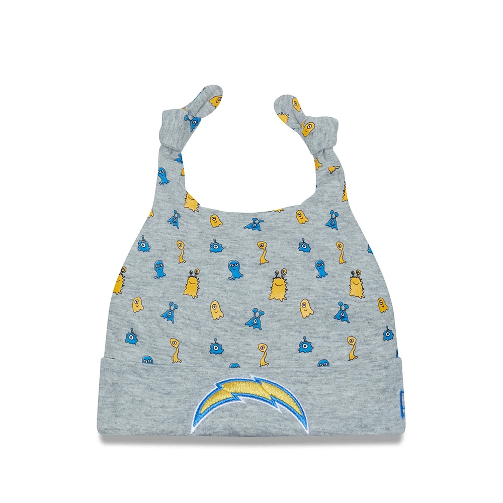 Bonnet en tricot à revers Critter New Era gris chiné Los Angeles Chargers pour bébé