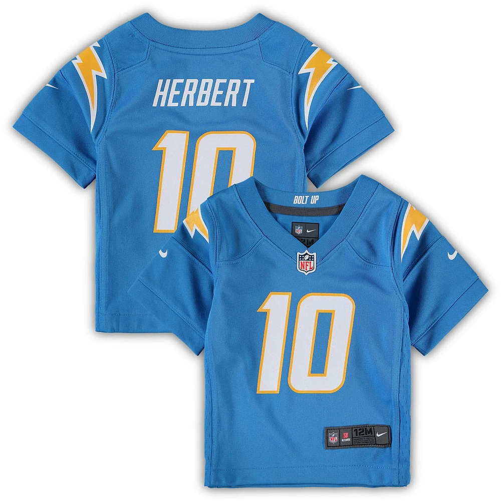 Maillot de match Nike Justin Herbert des Chargers Los Angeles bleu poudré pour bébé