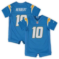 Maillot Nike Justin Herbert pour bébé, barboteuse de jeu des Chargers Los Angeles, bleu poudre