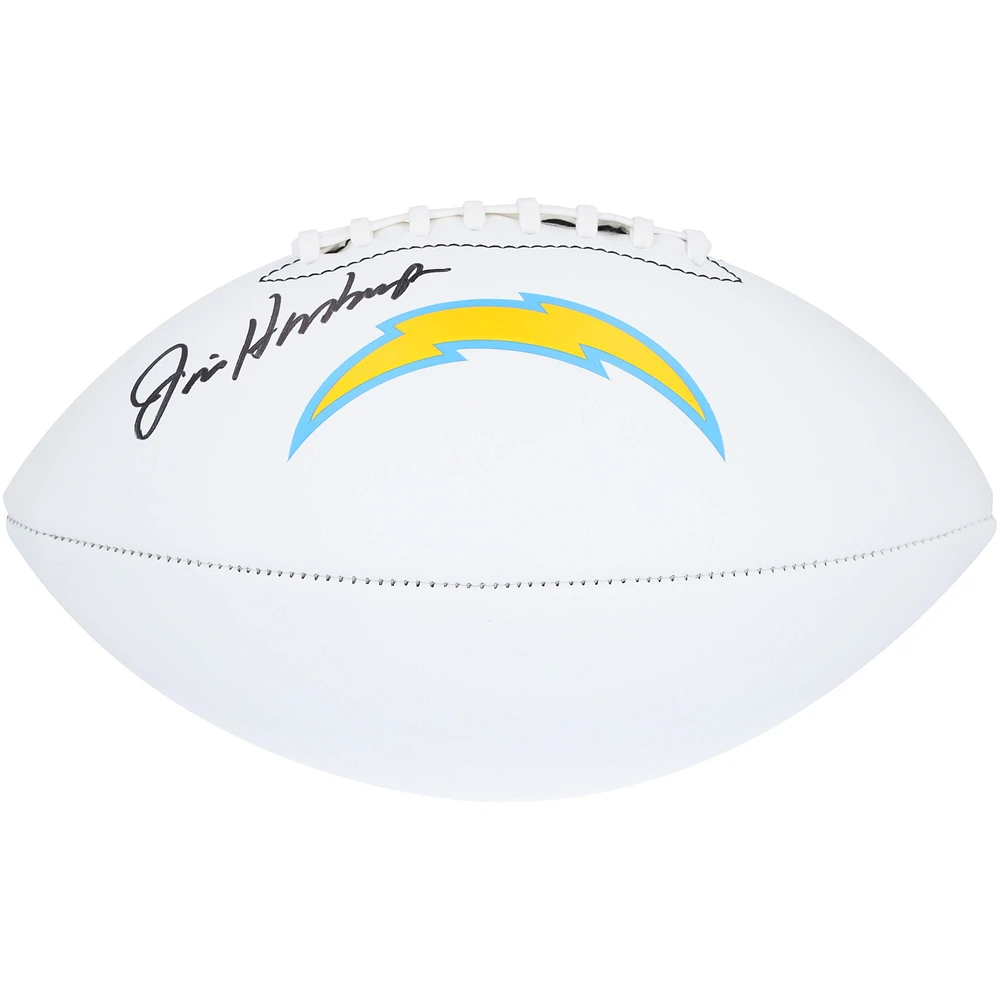 Ballon de football Franklin White Panel autographié par Jim Harbaugh des Los Angeles Chargers