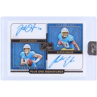 Justin Herbert & Austin Ekeler Los Angeles Chargers Autographed 2022 Panini One Plus One Signatures #157 #1/3 Card