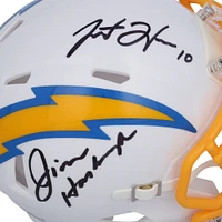 Justin Herbert & Jim Harbaugh Los Angeles Chargers Autographed Riddell Speed Mini Helmet