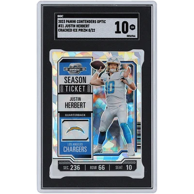 Justin Herbert Los Angeles Chargers 2023 Panini Contenders Optic Cracked Ice Prizm #31 #8/22 SGC Carte authentifiée 10