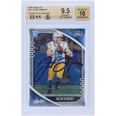 Carte de recrue autographiée 2020 Panini Absolute #167 BAS 9,5/10 authentifiée par Justin Herbert Los Angeles Chargers - Sous-catégories 9,5/9,5/9,5/9,5