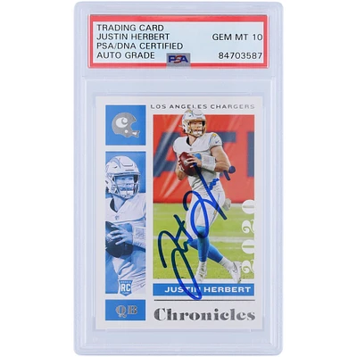 Carte de recrue authentifiée 2020 Panini Chronicles #53 PSA autographiée par Justin Herbert des Los Angeles Chargers