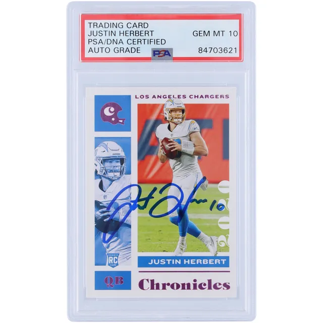 Lids Justin Herbert Los Angeles Chargers Autographed 2020 Panini Chronicles  Gridiron Kings Teal Variation #GK-3 PSA Authenticated 10 Rookie Card