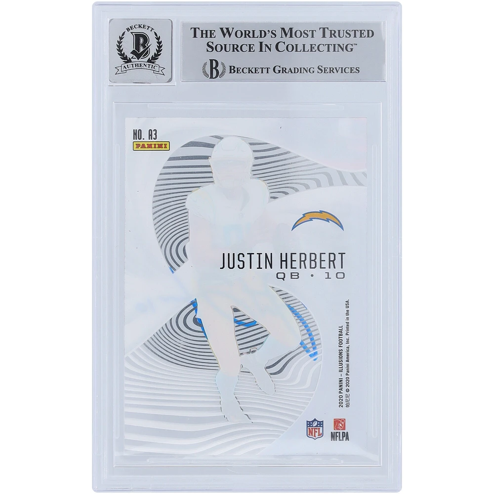 Justin Herbert Los Angeles Chargers Autographié 2020 Panini Illusions #A3 Beckett Fanatics Witnessed Authenticated 10 Rookie Card