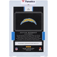 Carte recrue Panini Impeccable Silver Bar Relic #103 #2/19 autographiée par Justin Herbert des Los Angeles Chargers 2020