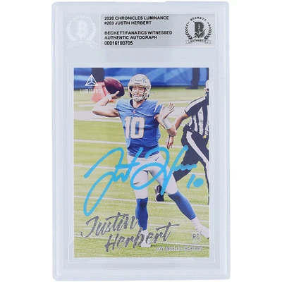 Carte de recrue authentifiée signée Justin Herbert Los Angeles Chargers 2020 Panini Luminance Powder Blue Paint #203 Beckett Fanatics