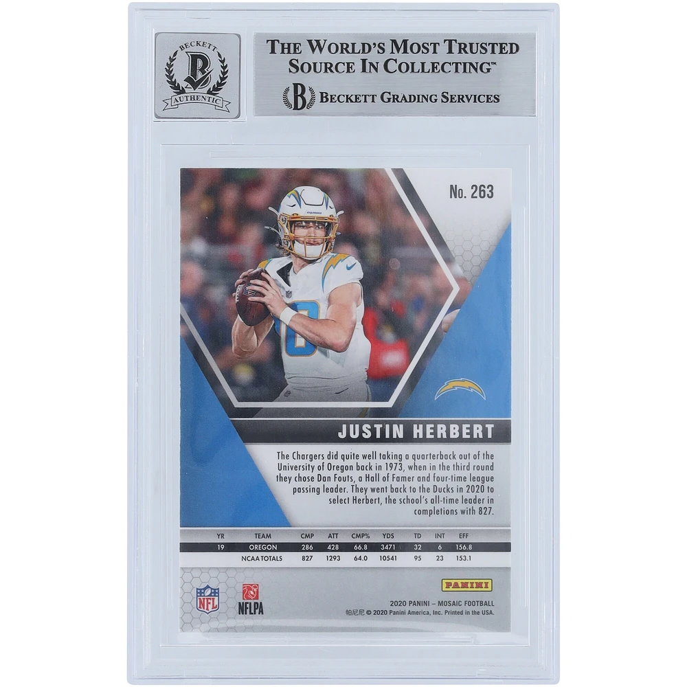 V106832 LosCha Justin Herbert Los Angeles Chargers Autographié 2020 Panini Mosaic NFL Debut #263 Beckett Fanatics Witnessed Authentifié 9/10 Rookie Card 10 Justin Herbert AUT PAA TRADING CARDS 45646 AUTTRC CA01F06888 #38