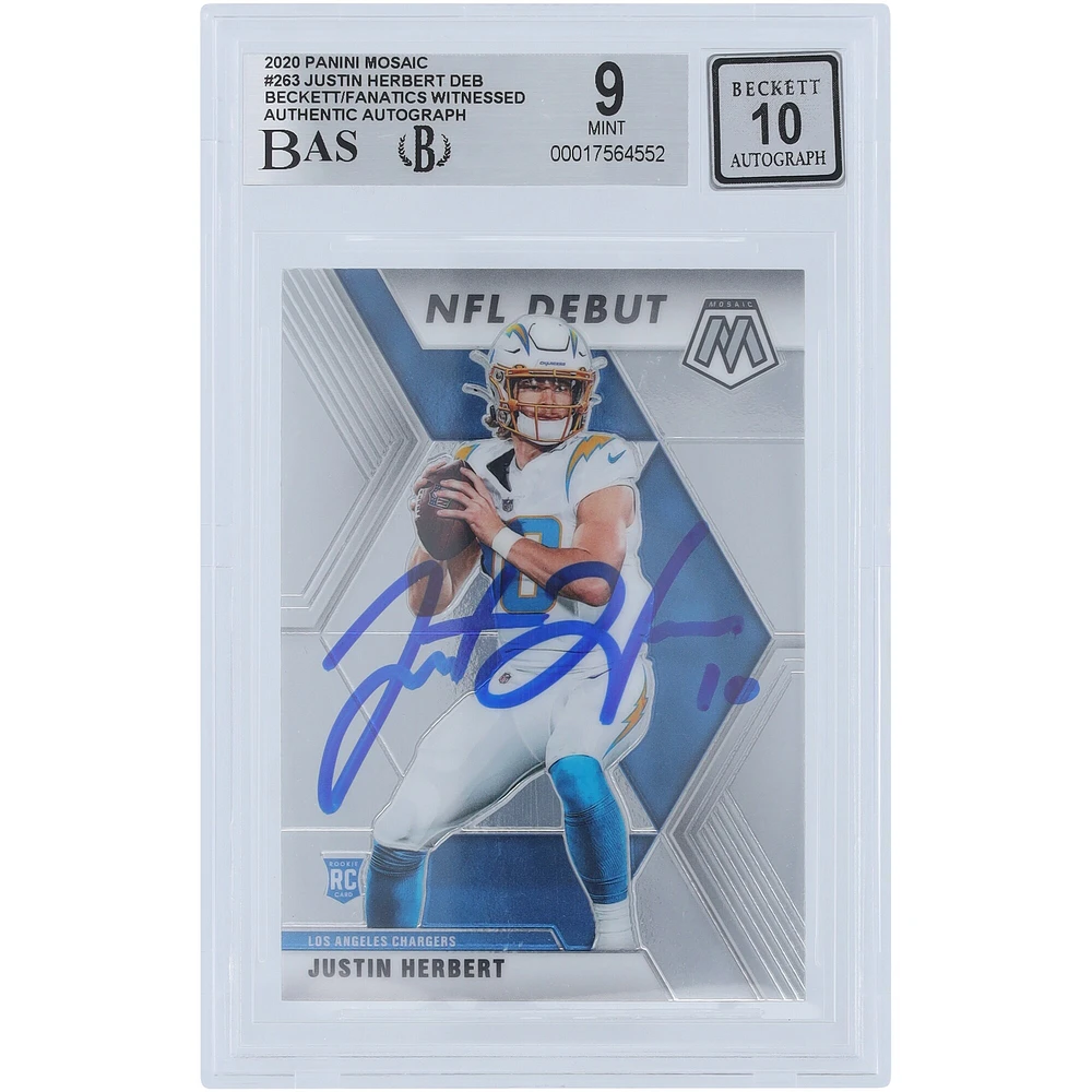 V106832 LosCha Justin Herbert Los Angeles Chargers Autographié 2020 Panini Mosaic NFL Debut #263 Beckett Fanatics Witnessed Authentifié 9/10 Rookie Card 10 Justin Herbert AUT PAA TRADING CARDS 45646 AUTTRC CA01F06888 #38