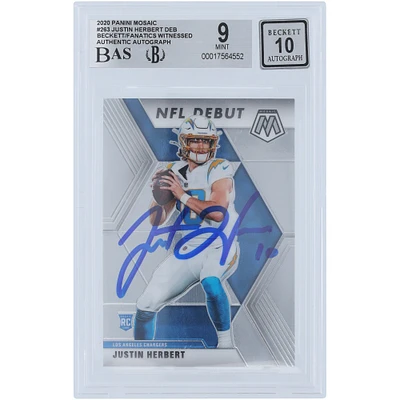 V106832 LosCha Justin Herbert Los Angeles Chargers Autographié 2020 Panini Mosaic NFL Debut #263 Beckett Fanatics Witnessed Authentifié 9/10 Rookie Card 10 Justin Herbert AUT PAA TRADING CARDS 45646 AUTTRC CA01F06888 #38