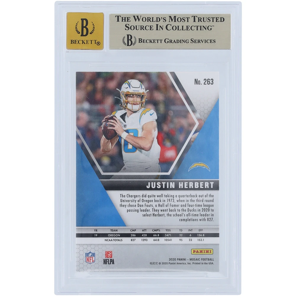 V106832 LosCha Justin Herbert Los Angeles Chargers Autographié 2020 Panini Mosaic NFL Debut #263 Beckett Fanatics Witnessed Authentifié 9.5/10 Rookie Card 10 Justin Herbert AUT PAA TRADING CARDS 45646 AUTTRC CA01F06887 #37