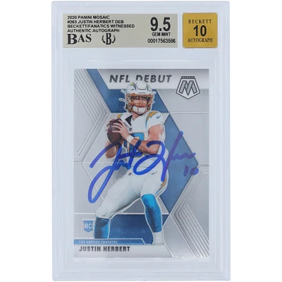 V106832 LosCha Justin Herbert Los Angeles Chargers Autographié 2020 Panini Mosaic NFL Debut #263 Beckett Fanatics Witnessed Authentifié 9.5/10 Rookie Card 10 Justin Herbert AUT PAA TRADING CARDS 45646 AUTTRC CA01F06887 #37