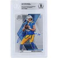 Justin Herbert Los Angeles Chargers Autographié 2020 Panini Mosaic #204 Beckett Fanatics Witnessed Rookie Card Authentifié