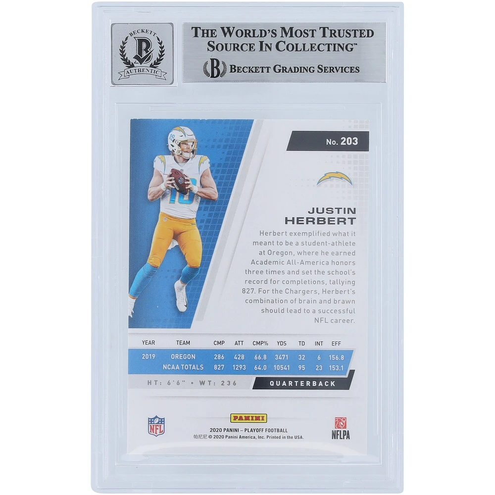 V106832 LosCha Justin Herbert Los Angeles Chargers Autographié 2020 Panini Playoff #203 Beckett Fanatics Witnessed Authentifié 9/10 Rookie Card 10 Justin Herbert AUT PAA TRADING CARDS 45646 AUTTRC CA01F06892 #42