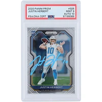 Carte de recrue authentifiée 9/10 Panini Prizm Light Blue Ink #325 PSA autographiée par Justin Herbert des Los Angeles Chargers 2020