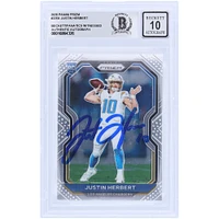 Justin Herbert Los Angeles Chargers Carte Panini Prizm #325 2020 autographiée Beckett Fanatics a été témoin d'une carte Rookie 10 authentifiée