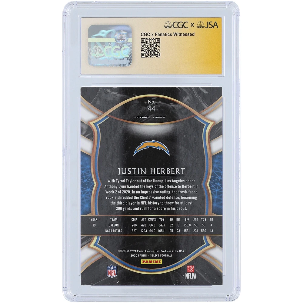 V106832 LosCha Justin Herbert Los Angeles Chargers Autographié 2020 Panini Select Light Blue Ink #44 CGC Fanatics Witnessed Authenticated 9/10 Rookie Card 10 Justin Herbert AUT PAA TRADING CARDS 45642 AUTTRC CA01F06848 #47