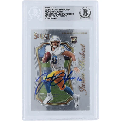 Carte de recrue authentifiée autographiée par Justin Herbert des Los Angeles Chargers Panini Select #SCR-4 Beckett Fanatics 2020