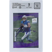 Justin Herbert Los Angeles Chargers Autographed 2021 Panini Prestige Xtra Points Purple #192 #/149 Beckett Fanatics Witnessed Authenticated 9/10 Card 