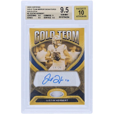 Justin Herbert Los Angeles Chargers Autographed 2022 Panini Certified Gold Etch #GT-JH #/10 BGS Authenticated 9.5/10 Card - 9.5,9,9.5,9.5 Subgrades