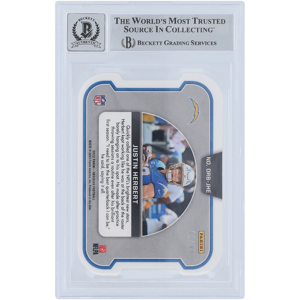 Justin Herbert Los Angeles Chargers Autographed 2022 Panini Obsidian Orbital #ORB-JHE #/99 Beckett Fanatics Witnessed Authenticated 10 Card 