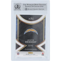 Justin Herbert Los Angeles Chargers Autographed 2022 Panini Select Select Swatches White Prizm Relic #SS-3 #/75 Beckett Fanatics Witnessed Authenticated 10 Card 