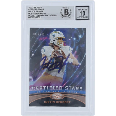 Justin Herbert Los Angeles Chargers Autographed 2023 Panini Certified Certified Stars Mirror Bronze #CS-4 #/249 Beckett Fanatics Witnessed Authenticated 10 Card 