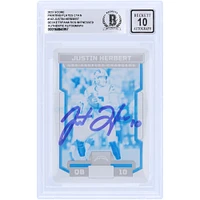 Justin Herbert Los Angeles Chargers Plaque d'impression de score Panini 2023 autographiée n° 143 n° 1/1 Beckett Fanatics Witnessed Authenticated 10 Card
