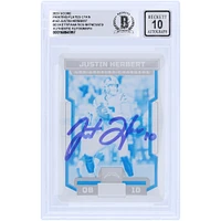 Justin Herbert Los Angeles Chargers Plaque d'impression de score Panini 2023 autographiée n° 143 n° 1/1 Beckett Fanatics Witnessed Authenticated 10 Card