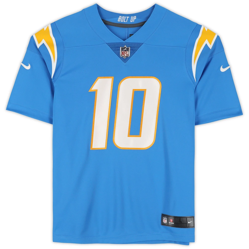 Maillot Nike bleu poudre dédicacé par Justin Herbert des Los Angeles Chargers avec l'inscription « 2020 OROY »